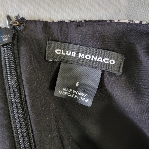 Club Monaco Black White Knit Kaisie Dress Long Sleeve Back Zip Lined Size 6 - Picture 8 of 12